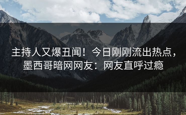 主持人又爆丑闻！今日刚刚流出热点，墨西哥暗网网友：网友直呼过瘾