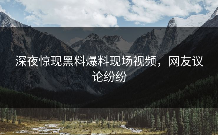 深夜惊现黑料爆料现场视频，网友议论纷纷