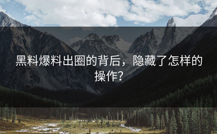 黑料爆料出圈的背后，隐藏了怎样的操作？