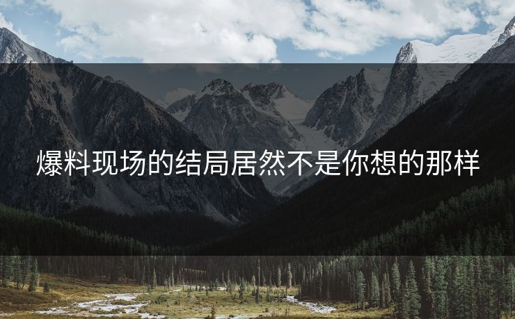 爆料现场的结局居然不是你想的那样