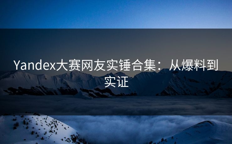 Yandex大赛网友实锤合集：从爆料到实证