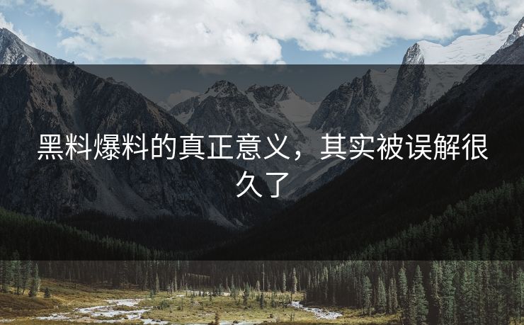 黑料爆料的真正意义，其实被误解很久了