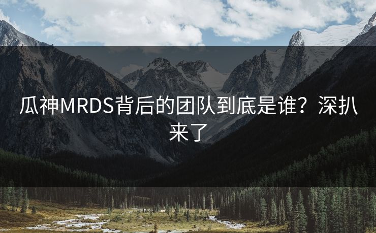 瓜神MRDS背后的团队到底是谁？深扒来了