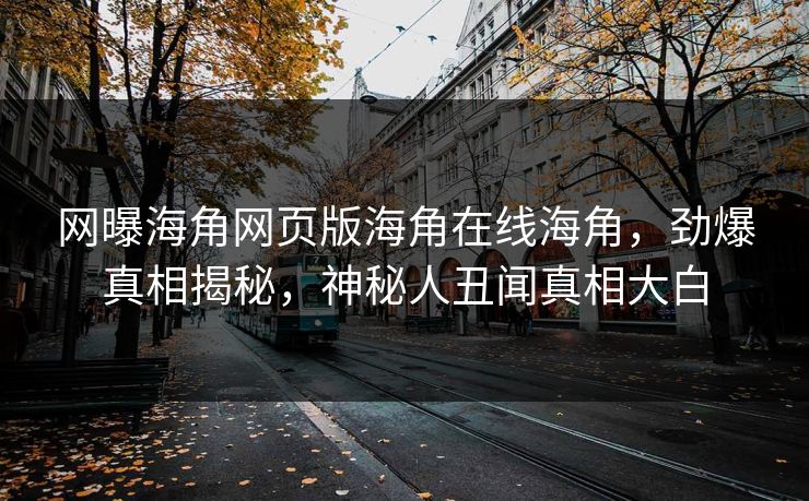 网曝海角网页版海角在线海角，劲爆真相揭秘，神秘人丑闻真相大白