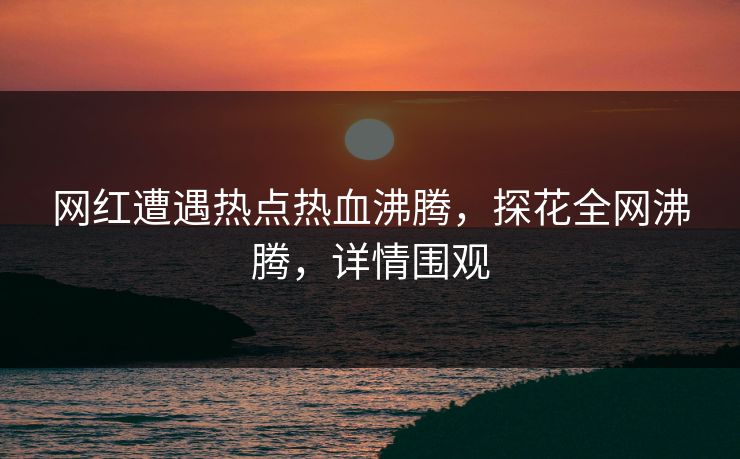 网红遭遇热点热血沸腾，探花全网沸腾，详情围观