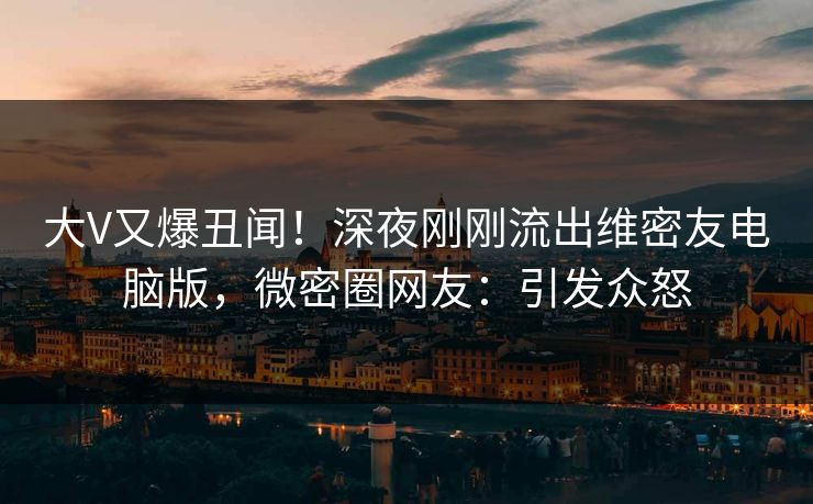 大V又爆丑闻！深夜刚刚流出维密友电脑版，微密圈网友：引发众怒