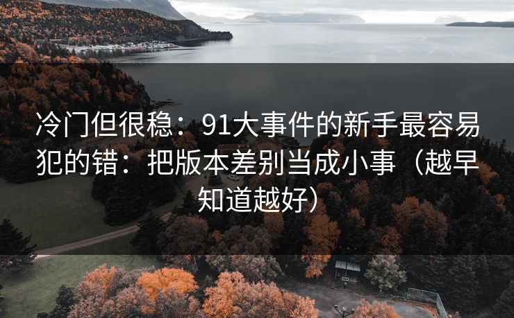 冷门但很稳：91大事件的新手最容易犯的错：把版本差别当成小事（越早知道越好）